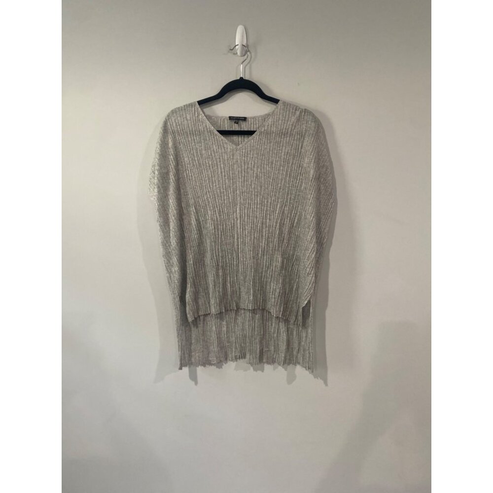 Eileen Fisher Light Gray v-neck Pleated Crinkle Dolman Top Size XS